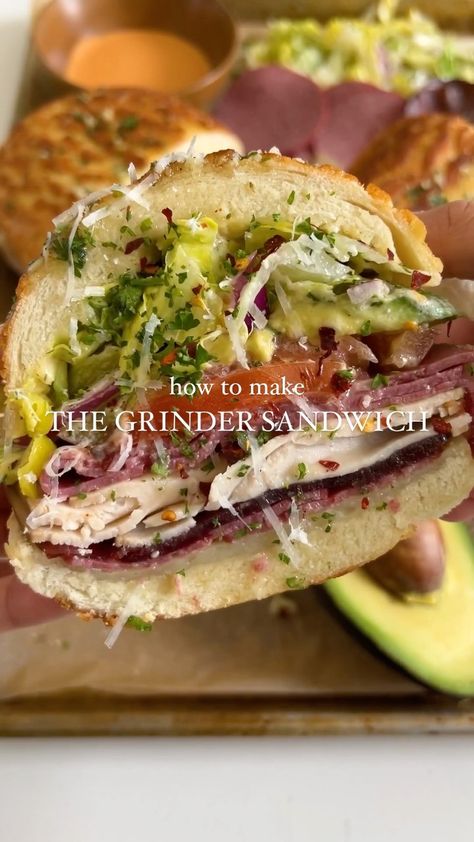 Viral Grinder Salad, Grinder Salad Sandwich, Grinder Salad, Grinder Sandwich, Deli Meats, Salad Sandwich, Food Videos Cooking, The Hype, Interesting Food Recipes