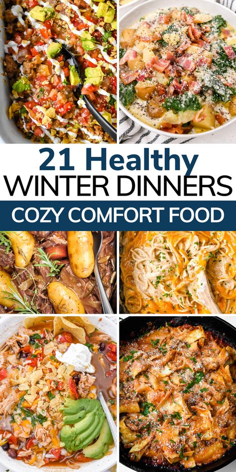 Looking for a cozy dinner that keeps you full and satisfied? Healthy comfort food is the perfect family meal to keep you warm during winter or any time of the year! Healthy Winter Recipes Dinner, Winter Dinners, Healthy Winter Meals, Winter Meals, Cold Weather Food, Cozy Dinner, Winter Comfort Food, Healthy Comfort, Winter Dinner Recipes