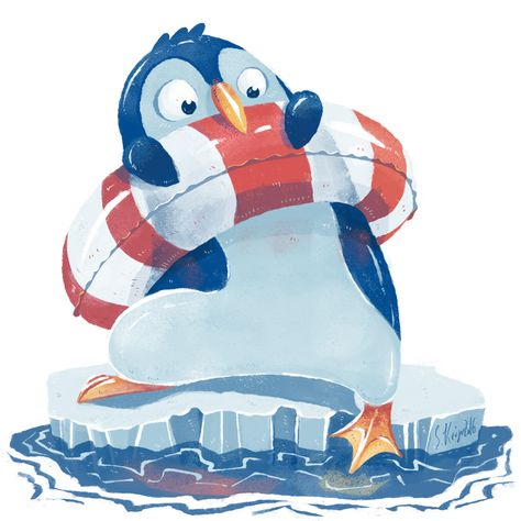 Pinguin Illustration, Swimming Cartoon, Penguin Pictures, Penguin Illustration, Penguin Drawing, الفن الرقمي, Penguin Art, Childrens Books Illustrations, Christmas Drawing