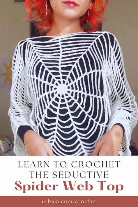 If you're a crochet enthusiast looking to create a stylish and unique piece for your wardrobe, the Spider-Web Top is a fantastic project to embark upon. Combining intricate lacework and a touch of boho charm, this crochet tutorial will guide you step by step in crafting a stunning Spider-Web Top that will have heads turning wherever you go. Congratulations! You've just completed your Spider-Web Top crochet project. This stylish and airy top is perfect for warm weather or layering with your... Spiderweb Sweater, Spider Web Top, Web Top, Web Patterns, Halloween Crochet Patterns, Crochet Design Pattern, Crochet Tops Free Patterns, Crochet Shirt, Sweater Crochet Pattern