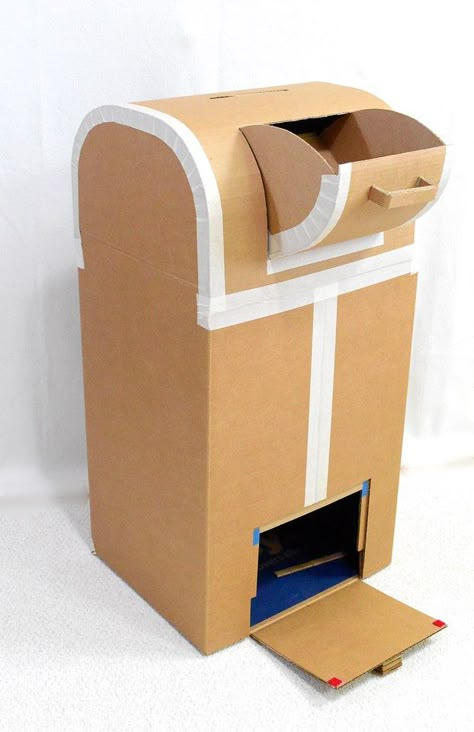 Diy Cardboard Mailbox Ideas, Christmas Letter Box Diy, How To Make A Cardboard Mailbox Diy, Mailbox For Santa Letters, Diy Christmas Decor With Cardboard, Cardboard Mailbox Diy Christmas, Train From Cardboard Boxes, Letters To Santa Mailbox Diy Cardboard, North Pole Backdrop