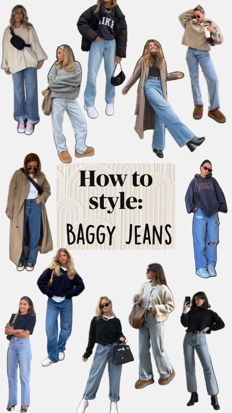 Loving the baggy/straight leg trend atm! Christian Outfits Modesty, How To Style Baggy Jeans, Style Baggy Jeans, Straight Jeans Outfit, Casual Mom Style, Capsule Wardrobe Casual, Straight Leg Jeans Outfits, Baggy Jeans Outfit, Jeans Outfit Winter