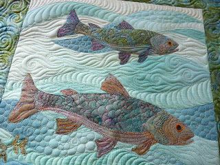 Sewing & Quilt Gallery: Fishies by Margaret of Quilts of Love Artistic Quilts, Fish Quilts, Fish Quilt Pattern, Wildlife Quilts, Pond Art, Fun Quilts, Quilting Motifs, Fish Quilt, Beach Quilt