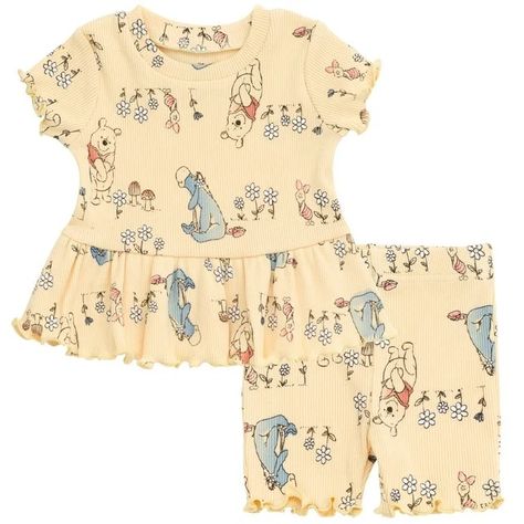 Disney Winnie the Pooh Eeyore Piglet Infant Baby Girls Peplum T-Shirt and Bike Shorts Outfit Set Yellow 18 Months - Walmart.com Bike Shorts Outfit, Baby Piglets, Winnie The Pooh Eeyore, Disney Baby Clothes, Disney With A Toddler, Newborn Baby Girls, Baby Themes, Shorts Outfit