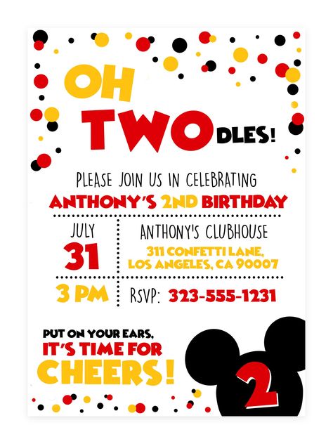 Oh Twodles Invitations Boy, Oh Twodles Birthday Boy, Oh Twodles Invite, Oh Twodles Invitations, Mickey Mouse 2nd Birthday Invitations, Mickey Mouse 2nd Birthday Party Ideas Invitation Mickey Mouse, Oh Twodles, Mickey Mouse Bday, Twodles Birthday, Mickey Mouse Themed Birthday Party, Mickey Mouse Birthday Invitations, Mickey Mouse Invitation, 2nd Birthday Party For Boys, Mickey Mouse Clubhouse Birthday Party