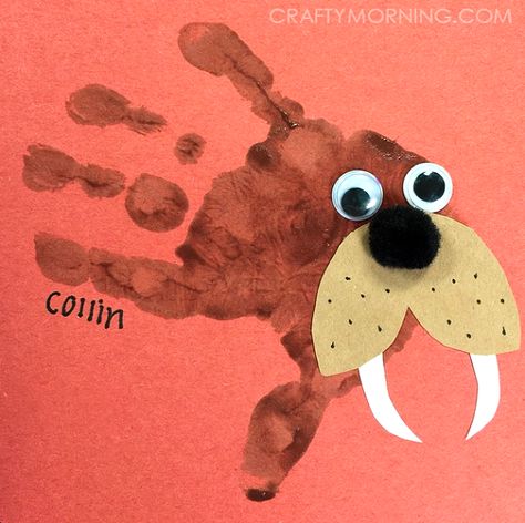 Walrus Craft, Letter W Crafts, Arctic Animals Crafts, Craft Handprint, Crafty Morning, Footprint Crafts, Toddler Art Projects, Alphabet Crafts, Footprint Art