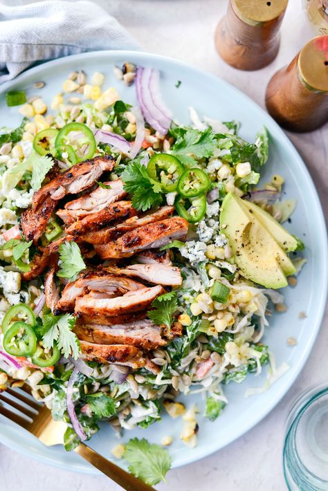 Summer Coleslaw, Bbq Chicken Salad Recipe, Bbq Chicken Salad, Grilled Bbq Chicken, Chicken Salad Recipes, Bbq Chicken, Coleslaw, Chicken Salad, Soup And Salad