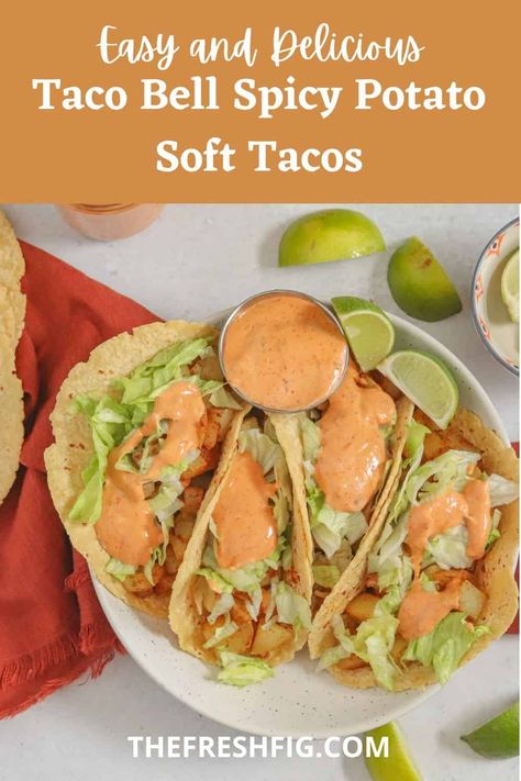 These Spicy Potato Soft Tacos are the perfect Taco Bell copycat! Easy and delicious to make, they come together so quickly and make the perfect hearty dinner for the whole family! These potato tacos are vegan and gluten-free and will satisfy all of your taco cravings! Potato Soft Tacos, Vegan Taco Bell, Soft Tacos Recipes, Taco Bell Copycat, Potato Tacos, Vegan Tacos, Soft Tacos, Hearty Dinner, Vegetarian Dinners