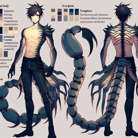 Scorpion Oc Art, Scorpion Character Design Male, Scorpion Character Design, Human Animal Hybrid Art, Scorpion Oc, Spider Person Hybrid, Scorpio Character, Scorpio Art, Hybrid Art