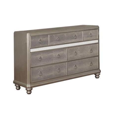 7-Drawer Dresser with Stacked Bun Feet, Metallic Platinum - Walmart.com - Walmart.com Eastern King Bed, 7 Drawer Dresser, King Bedroom Sets, Bedroom Sets Queen, Queen Bedroom, King Bedroom, Wholesale Furniture, Mirrored Nightstand, Coaster Furniture