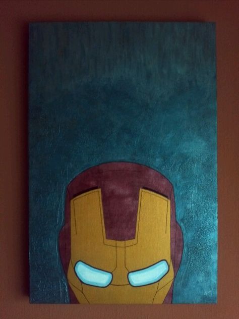 Iron Man - Acrylic Painting Ironman Painting Easy, Marvel Painting Ideas Easy, Iron Man Drawing Easy, Iron Man Painting, Iron Man Drawing, Painting Inspo, Easy Paintings, Drawing Ideas, Easy Drawings