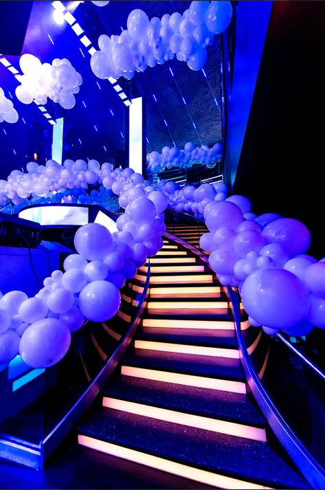 Cloud 9 at LIV Nightclub Bat Mitzvah | Gilded Group Décor | PartySlate Bat Mitzvah Ideas, Bat Mitzvah Themes, Mitzvah Themes, Cloud Cake, March 2024, 9th Birthday, Cloud 9, Bat Mitzvah, After Dark