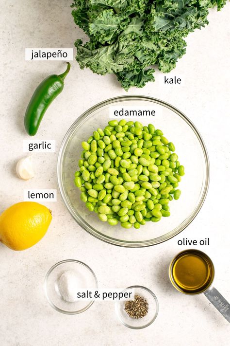 Spicy Edamame Kale Dip, Edamame Kale Dip, Edamame Dip Recipes, Kale Appetizer Recipes, Edamame Guacamole Recipe, Kale Dip Recipes, Spicy Edamame, Gina Livy, Kale Dip