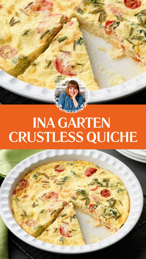 Ina Garten Crustless Quiche Italian Quiche Recipes, Baked Cottage Cheese Eggs Ina Garten, Tomato Feta Quiche, Best Crustless Quiche, Crustless Veggie Quiche, Best Quiche Recipe Ever, Quiches Recipes, Crustless Quiche Recipes, Brekky Ideas