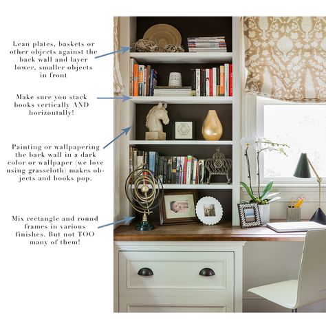 Anatomy of a Well Styled Bookshelf | elements of style | Bloglovin’ Playroom Remodel, Fireplace Shelving, Partner Desk, Erin Gates Design, Den Library, Window Desk, Styling Bookshelves, Cottage Journal, Gates Design