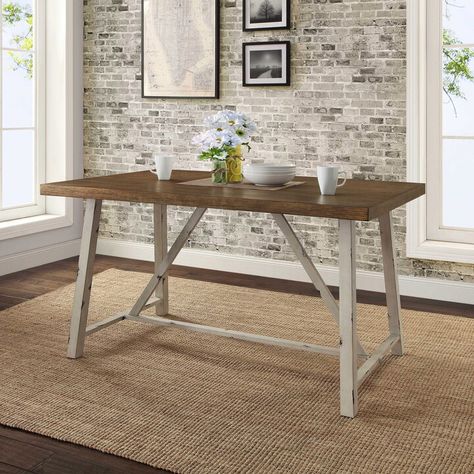 Wood And Metal Dining Table, Cozy Meals, Stylish Tables, Metal Dining Table, Bed Table, Homes And Gardens, Natural Wood Finish, Rustic Industrial, Modern Room