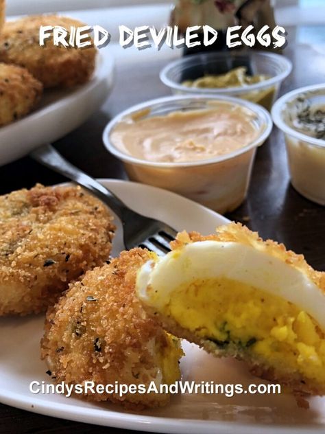 Fried Deviled Eggs Fried Pickle Deviled Eggs, Deviled Eggs Fried, Fried Deviled Eggs Recipe, Fried Chicken Deviled Eggs, Deep Fried Deviled Eggs Recipe, Deep Fried Deviled Eggs Air Fryer, Devilled Deep Fried Eggs, Basic Deviled Eggs Recipe, Deep Fried Deviled Eggs