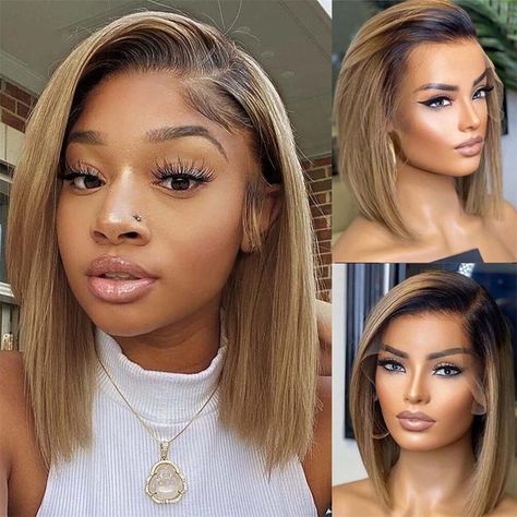 PRICES MAY VARY. 【Glueless Bob Wigs Type】: This Glueless Short Bob is Real Wear and Go Glueless Wig No Need to Use any Glue or Gel Which Can Be Weared in 12 seconds, Especially for the Beginners. 【Ashy Blonde Bob Lace Front Wig Hair】100% Human Hair, Natural And Healthy End. Thick And Very Soft Texture; Minimum Shedding and Tangle Free. Can Be Restyled, Highlight, Curled Or Straightened, Reusable And Styled As Your Own Natural Hair. 【Wave Wig Suitable Occasion】Hot Colors Make You Colorful.Suitabl Cute Frontal Styles, Bob Wigs Hairstyles For Black Women, Medium Length Lace Front Wigs, Blond Bob Wig, Glueless Wigs Black Women, Blonde Wig Black Women, Bob Wig Styles, Body Wave Bob Wig, Body Wave Bob