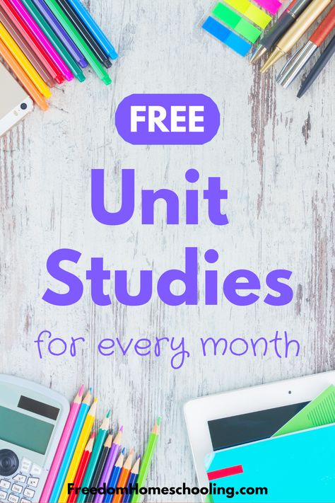 Homeschool Themes Weekly 2nd Grade, Homeschool Planner Printable Free Unit Studies, List Of Unit Study Topics, Free Science Unit Studies, Homeschool Unit Study Planner, Unit Study Curriculum, First Grade Monthly Themes, Classroom Monthly Themes, Seasons Unit Study