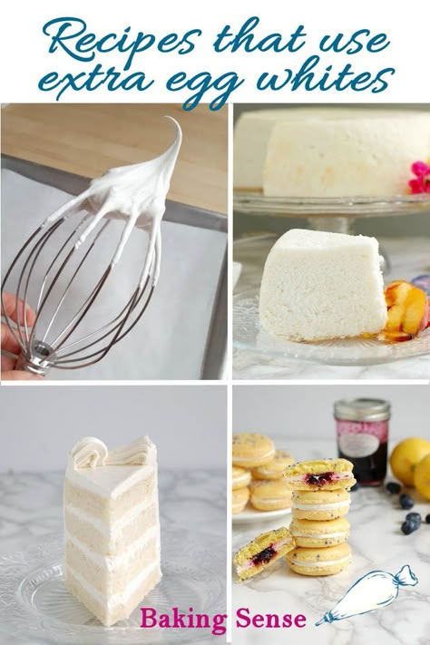 What to do with all those left over eggs whites? Don't worry, I've got you covered with 25 recipes that use all whites or more whites than yolks. #recipes #left over #ideas What To Do With Egg Whites, Egg White Desserts, Egg White Recipes Dessert, Egg Whites Recipes, Recipe Using Egg Whites, Chocolate Angel Food Cake, White Recipes, Egg White Recipes, Macaroon Cookies