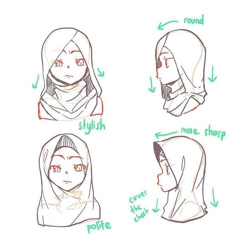 Hijab Drawing, الفن الرقمي, Clothing Reference, Seni Dan Kraf, Anime Muslim, Art Tools Drawing, Sketches Tutorial, Poses References, Anime Drawings Tutorials