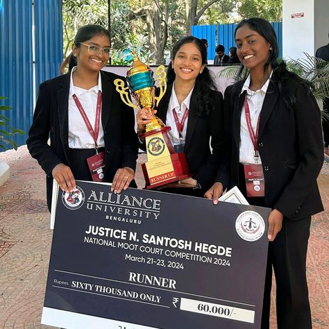 VMSCL Moot Court Society is proud to inform you that the Moot Court team comprising of Jinu Ponnachan, Anushka Patil and Kalla Naga Chaitrali had participated in the Justice N. Santosh Hegde National Moot Court Competition 2024 (21-23, 2024) and have been declared as the runners up.

The team extends their sincere gratitude to Dr. Sandhya Ram , Prof Dr. M.R.K Prasad, Dr. Ranjana Ferrao and Dr. B.S Patil for their unconditional support and guidance.

Directors: Dr. K. S. Rao & Priyanka Shet Moot Court Aesthetic, Model Un Aesthetic, Moot Court, Dr K, Life Goals Future, Career Vision Board, Academic Validation, Dream Vision Board, International Relations