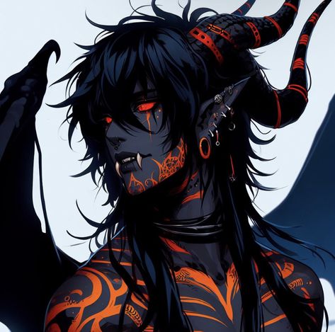 Demihuman Male, Demon Oc Art Male, Demon Male Character Design, Tiefling Oc Male, Demon Boy Art, Incubus Demon Male, Demon Boy Oc, Male Monster Oc, Male Demon Oc