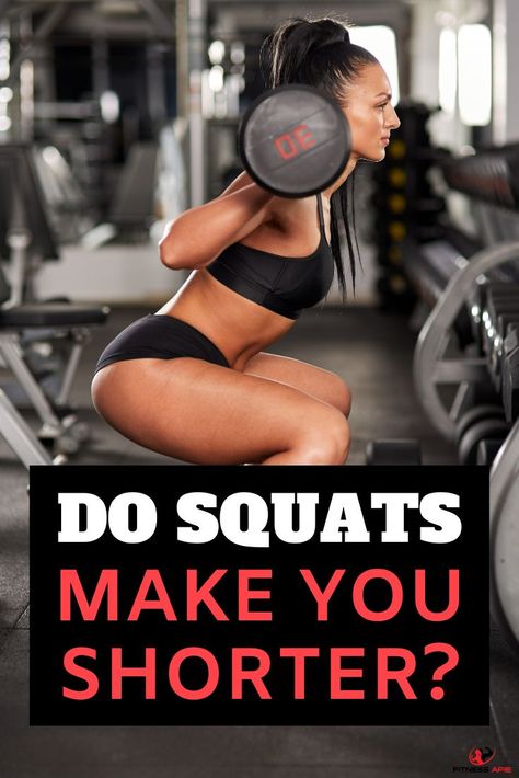 Squats are the king of exercise because of their effectiveness in weight loss and muscle buildup. Plus, they don’t call for any complicated postures. However, some myths about squats discourage people from trying them. Height restriction is among the most common opinions about squat’s side effects. So do squats make you shorter? Before sticking to a consistent schedule, let’s see how these exercises work for you! Types Of Squats, Benefits Of Squats, Weighted Squats, Squat Workout, Weight Training Workouts, Back Muscles, Leg Workout, Weight Training, Cardio Workout