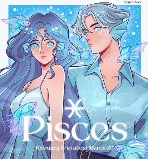 Pisces Fanart, Zodiac Fanart, Pisces Character, Aries Friends, The Water Signs, Zodia Pești, Astrology Humor, Zodiac Signs Pictures, Pisces Personality