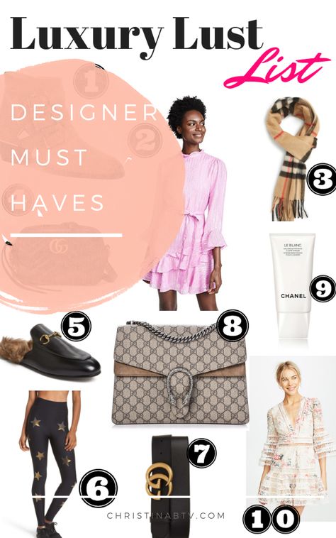 Designer must haves! The 2019 luxury lust list. | luxury lust list | designer wish list | designer must haves | best designer items | luxury wishlist Designer Must Haves Fashion, Must Have Designer Items, Designer Must Haves, Luxury Wishlist, Lifestyle Accessories, Luxury Women Fashion, Designer Items, Blogger Style, Wish List