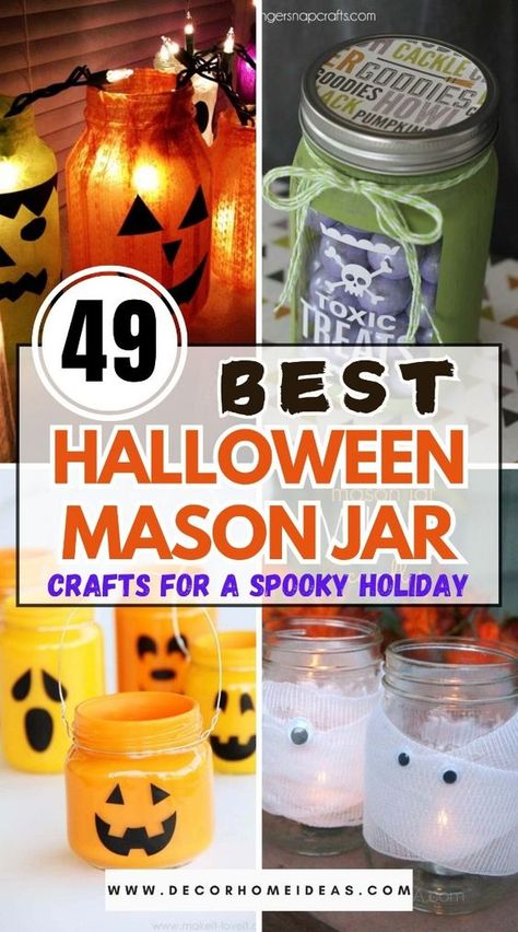 Add a spooky touch to your decor with these Mason Jar Halloween crafts! From eerie candle holders to haunted house lanterns, these Halloween Mason Jars are perfect for adding a festive glow to your home. Easy and fun to make, they’re a great DIY project for the whole family. #MasonJarCrafts #HalloweenDIY #SpookyDecor Halloween Mason Jar Crafts, Jar Halloween Crafts, Halloween Mason Jars Diy, Mason Jar Halloween, Mason Jar Craft Ideas, Jar Craft Ideas, Mason Jar Halloween Crafts, Uses For Mason Jars, Cheap Halloween Diy