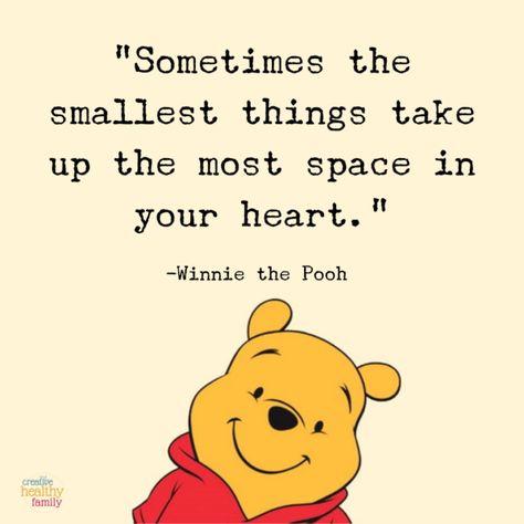 "Sometimes the smallest things take up the most space in your heart." - Winnie the Pooh Poo Quotes, Favorite Child Quotes, Strong Mom Quotes, Bear Quote, Be Extraordinary, Cute Winnie The Pooh, Winnie The Pooh Quotes, Winnie The Pooh Friends, Pooh Quotes