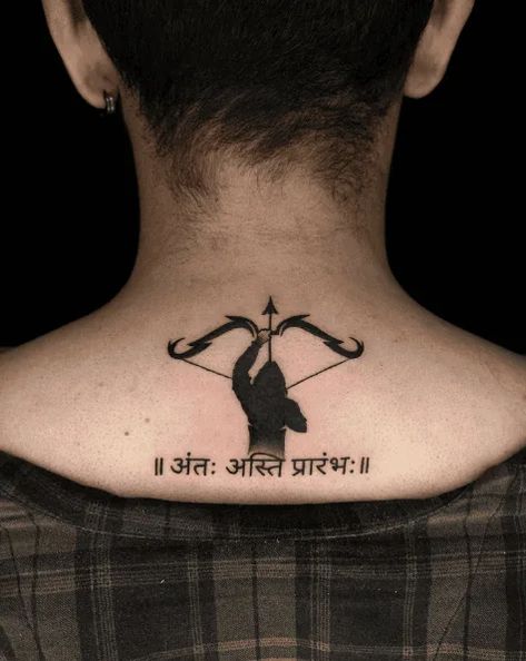 30+ Sanskrit Tattoo Ideas To Pay Homage To Indian And Hindu Culture Ram Tattoo For Men, Sanskrit Tattoo Ideas, Sagittarius Tattoo Designs, Trishul Tattoo Designs, Ganesh Tattoo, Mahadev Tattoo, Karma Tattoo, Ram Tattoo, Mantra Tattoo