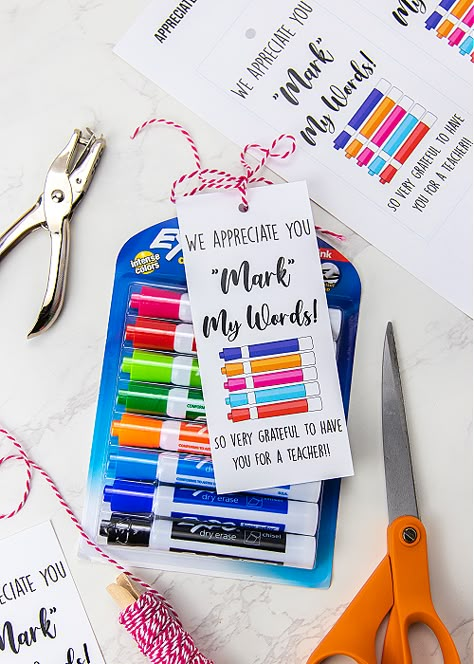 Expo Marker Gift Tag, Easy Gift Ideas For Teachers, Expo Marker Teacher Gift Free Printable, Highlighter Teacher Gift Free Printable, Teacher Gift Tags Printable Free, Tracher Gifts, Volunteer Board, Slp Gifts, Free Teacher Appreciation Printables