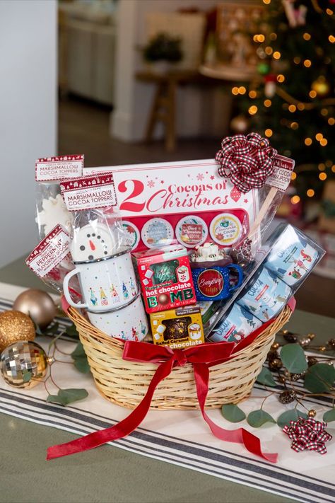 Hot Cocoa Basket, Cocoa Gift Basket, Hot Chocolate Gift Basket, Thanksgiving Gift Basket, Peppermint Cocoa, Hot Cocoa Gift, Chocolate Basket, Christmas Gift Baskets Diy, Personalized Gift Baskets