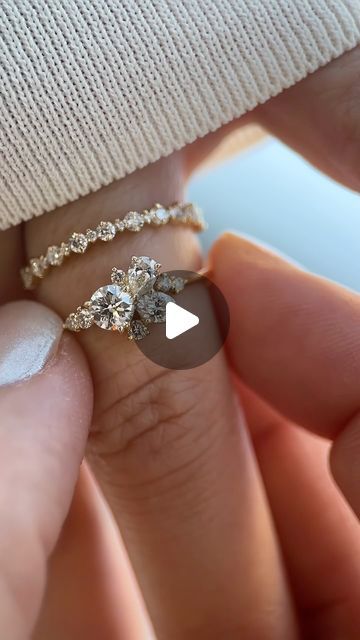 Melanie Casey Fine Jewelry on Instagram: "STARS AT EVENTIDE
This is our signature cluster engagement ring Stars at Eventide. Stars is here styled with our diamond Wavelet Band.

This setting has a few colorways. Of course the all-diamond version is a show stopper, but head to our website and search Clear Water to see it sparkle bright in blue for an amazing right hand ring. 

#finejewelry #clusterrings #diamondrings #diamondcluster #designerjewelry #engagementring" Melanie Casey, Right Hand Ring, Cluster Engagement Ring, Right Hand Rings, Hand Ring, Ring Ideas, Diamond Cluster, Cluster Ring, Right Hand