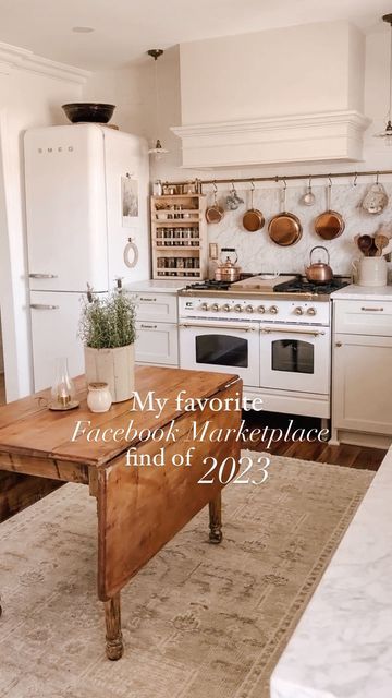 Hannah | Thistle Harvest on Instagram: "This antique drop leaf table was my favorite Facebook Marketplace find from 2023. ✨ I got it for a steal and it was stored in someone’s barn. I believe the owner had got it at an estate sale a long time ago. She’s sturdy and adds so much character to our kitchen. Did you score a beloved second hand find this year? I’d love to hear what it is! . . . #renovationdiaries #seasonpoetry #softaesthetic #interiorrenovation #elegantstyle #cottagecore #frenchvibes cottage life, English cottage, home takes time, interior decorating ideas #showmeyourstyled #cottagedreams #makehomeyours #cottagekitchen" Cottage Home Remodel, English Cottage Kitchen Table, Cottage Core Kitchen Table, Cottage Kitchen Island, English Cottage Style Kitchen, Cottage Kitchen Table, Antique Drop Leaf Table, English Cottage Kitchens, Cottage Core Kitchen