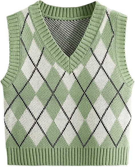 Plaid Sweater Vest, Green Sweater Vest, Argyle Sweater Vest, Harry Styles Concert, Plaid Sweater, Classic Sweater, Sweater Vest Women, Spring Fabric, Argyle Sweater