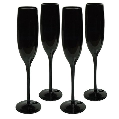 Artland 4-pc. Midnight Black Champagne Flute Set Black Champagne Flutes, Flute Glasses, Champagne Flute Set, Dark Wedding, Goth Home Decor, Glass Of Champagne, Flute Glass, Champagne Glasses, Champagne Flutes