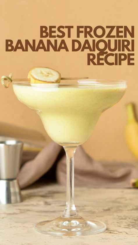 Indulge in tropical bliss with our best frozen banana daiquiri recipe. Whether you're hosting a summer soiree or simply unwinding, our guide will help you master the art of crafting this refreshing libation. #FrozenBananaDaiquiri #CocktailRecipes Banana Drinks Alcohol Cocktails, Banana Daquiri Recipe Frozen, Banana Daiquiri Recipe, Daquiri Recipe Traditional, Banana Margarita Recipe, Drinks With Banana, Daiquiri Recipe Frozen, Frozen Banana Daiquiri Recipe, Frozen Alcoholic Drinks