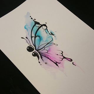 Butterfly Watercolor Tattoo, Arlo Tattoo, Watercolor Butterfly Tattoo, Semi Colon, Tattoo Watercolor, Kunst Tattoos, Semicolon Tattoo, Watercolor Butterfly, Tattoos Geometric