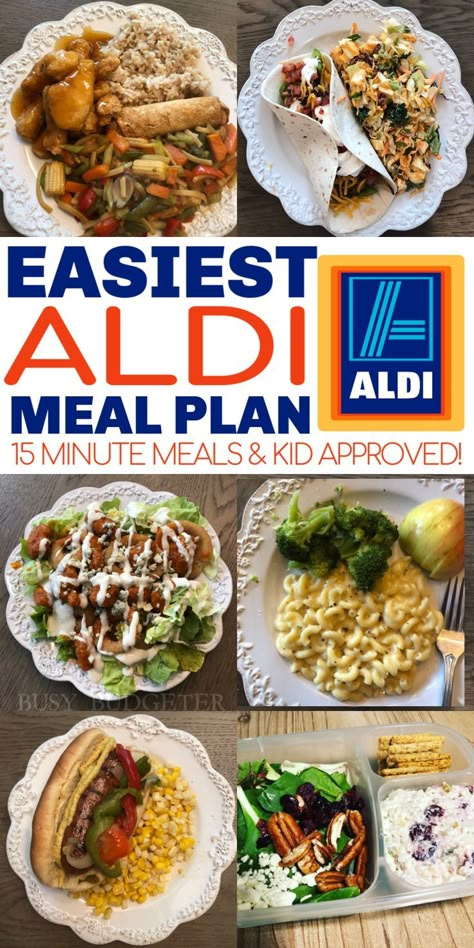 The easiest Aldi meal plan ever. Forget hello fresh or blue apron! We got 14 dinners delivered to our front door for under $150. That's TWO WEEKS worth of dinners! And every dinner could be made in less than 15 minutes. They even have a printable meal plan and shopping list so you know what to buy at Aldi and you have the recipes you need and you know the hacks. This was a game changer for our budget and helped us build a weekly menu that I actually stick to.  #easydinners #aldi #aldimealplan Aldi Meals, Aldi Meal Plan, Aldi Recipes, Meal Planning Menus, Budget Meal Planning, 15 Minute Meals, Different Foods, Cheap Dinners, Blue Apron