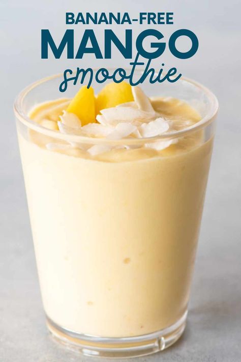 This simple recipe is so flavorful and easy and only requires four ingredients. Learn how to make a creamy mango smoothie here. Smoothie Meal Prep, Smoothie For Energy, Warm Smoothies, Gifts In Jars, Holiday Smoothies, Tasty Smoothies, Energy Smoothie Recipes, Mango Smoothie Recipe, Banana Desserts