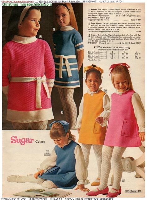 1968 Sears Christmas Book, Page 229 - Catalogs & Wishbooks Sears Wish Book, 70s Childhood, Vintage Clothes Patterns, Vintage Girls Clothes, Stretch Tights, Vintage Kids Clothes, Sixties Fashion, Retro Ads, Christmas Book