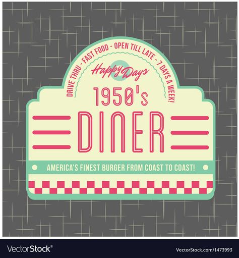 1950s Diner Style Logo Design Royalty ... 50 Diner, Diner Branding, American Diners, Diner Design, Diner Logo, Diner Bar, Style Logo Design, American Flag Banner, Diner Ideas