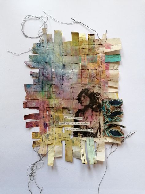 Weaving With Paper, Stitching On Paper, Newspaper Art, Paper Collage Art, Paper Weaving, Year 6, Paper Fabric, Collage Art Mixed Media, Art Courses