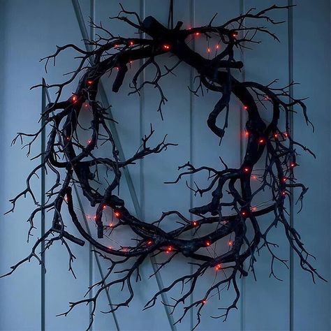 HALLOWEEN SCARY BLACK WREATH LED Front Door Decor for Indoor Outdoor New Halloween Decorations Scary, Window Garland, Outdoor Party Decor, Lighted Wreaths, Halloween Front Doors, Black Wreath, Adornos Halloween, Halloween Garland, Swag Wreath