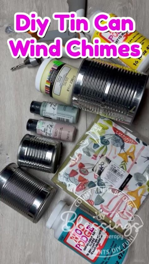 Tin Can Wind Chimes, Can Wind Chimes, Wind Chimes Homemade, Recycled Tin Cans, Wind Chimes Craft, Tin Can Art, Aluminum Can Crafts, Mod Podge Crafts, Recycled Tin