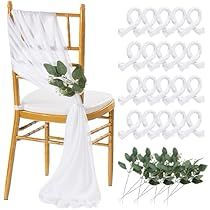 Wedding Aisle Chair Decorations, Chair Sashes Wedding, Wedding Aisles, White Chair Covers, Wedding Chair Sashes, Wedding Renewal, Chair Bows, Romantic Ambiance, Wedding Chair Decorations