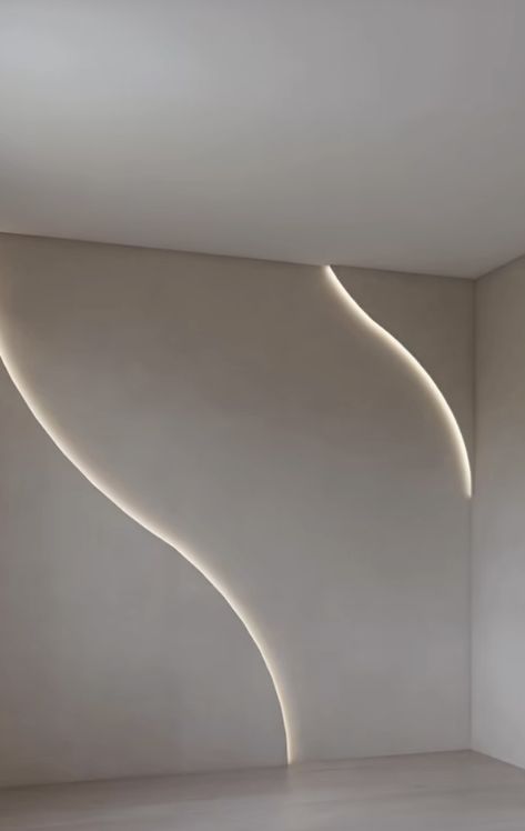 Lines On Wall Design, Light Feature Wall, Teenager Bedroom Design, Room Organization Bedroom, New Ceiling Design, Hair Salon Decor, Spa Interior, Curved Walls, Garage Makeover